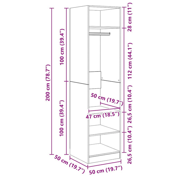 Schwarzer Kleiderschrank 50x50x200 cm