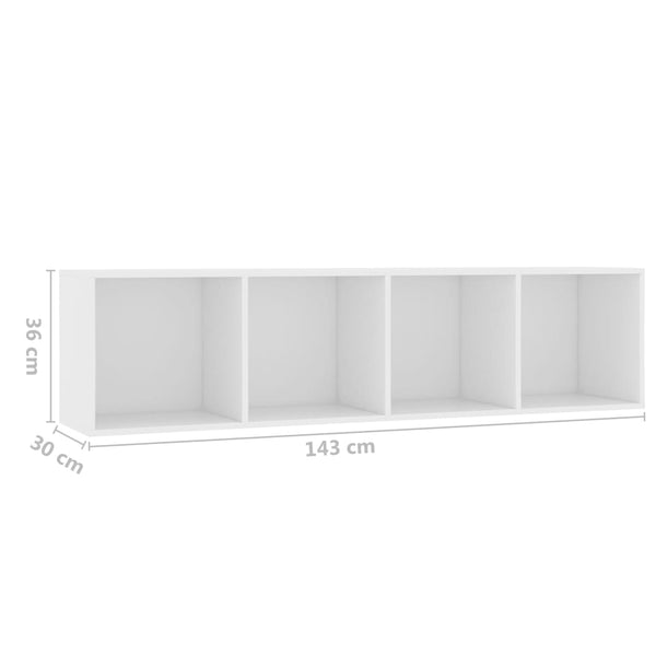 Weißes Bücherregal / TV-Schrank 143 cm