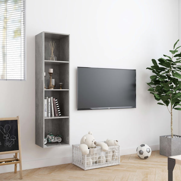 Betongraues Bücherregal/TV-Schrank, 143 cm