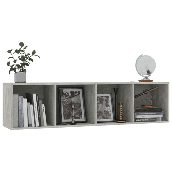Betongraues Bücherregal/TV-Schrank, 143 cm