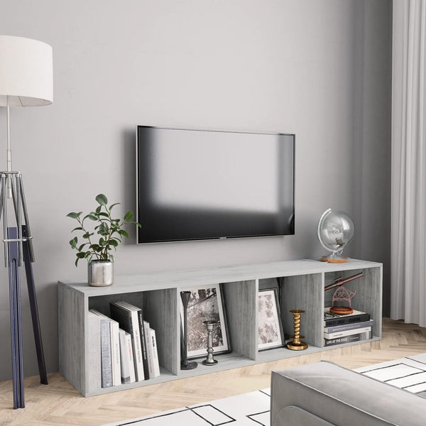 Betongraues Bücherregal/TV-Schrank, 143 cm