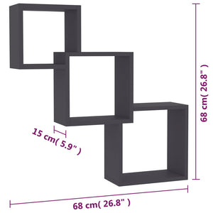 Graues Würfel-Wandregal 68x68 cm