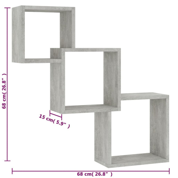 Betongraue Würfel Wandregale 68 cm