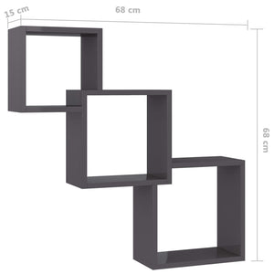 Cube Wandregal, Schwarz, 68 cm