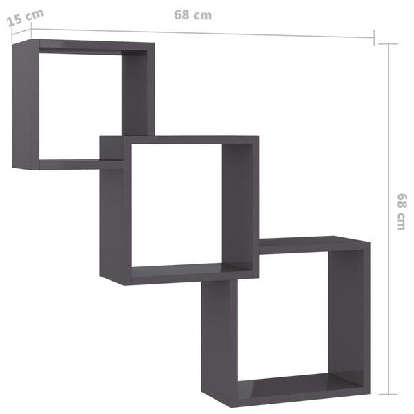 Cube Wandregal, Schwarz, 68 cm