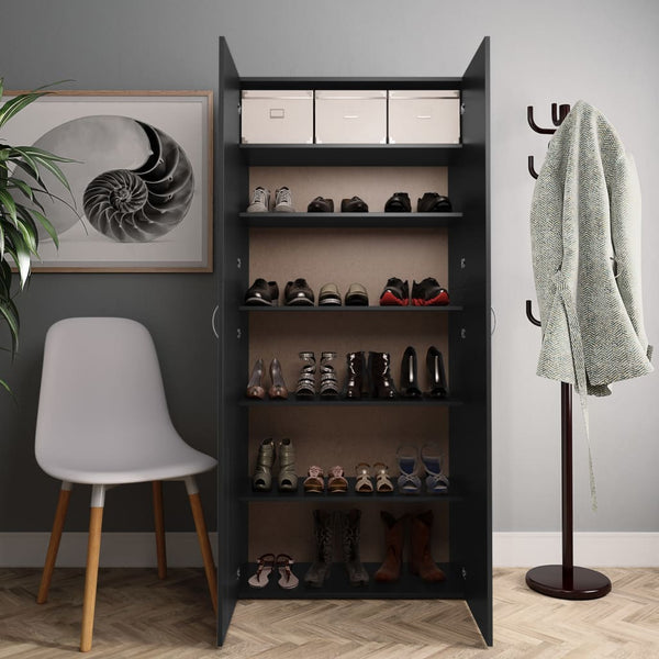 Schuhschrank Schwarz 80x180cm