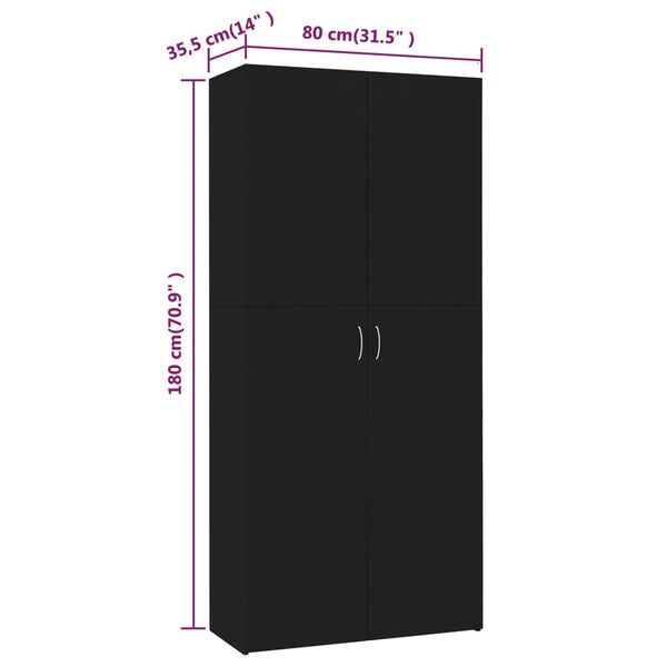 Schuhschrank Schwarz 80x180cm