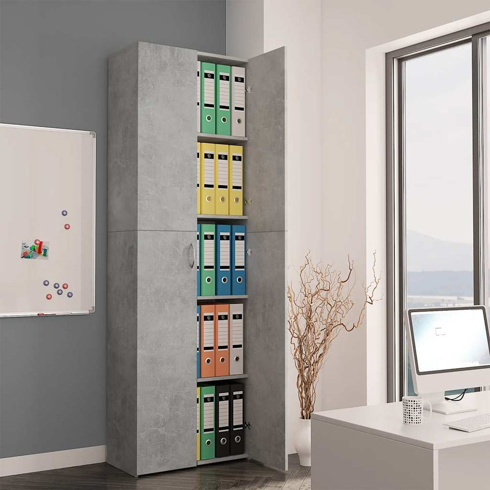 Betongrauer Büroschrank 60x32x190 cm
