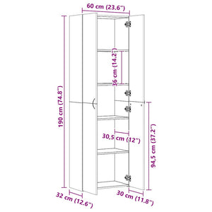 Hochglanz Büroschrank Weiß, 190 cm
