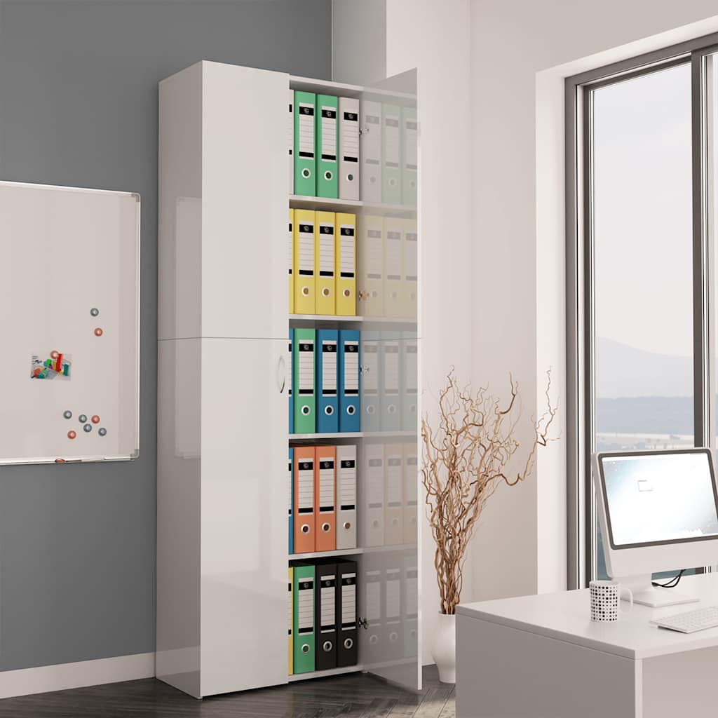 Hochglanz Büroschrank Weiß, 190 cm