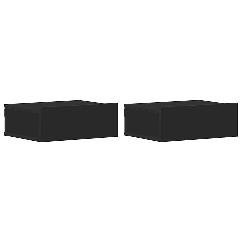 vidaXL Wall-Mounted Nightstands 2 pcs Black 40x30x15 cm Engineered Wood