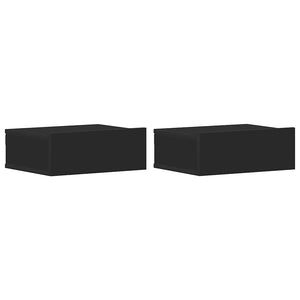 vidaXL Tables de chevet suspendues 2 pcs Noir 40x30x15 cm Bois d'ingénierie