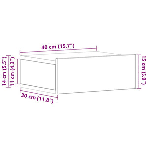 vidaXL Tables de chevet suspendues 2 pcs Noir 40x30x15 cm Bois d'ingénierie