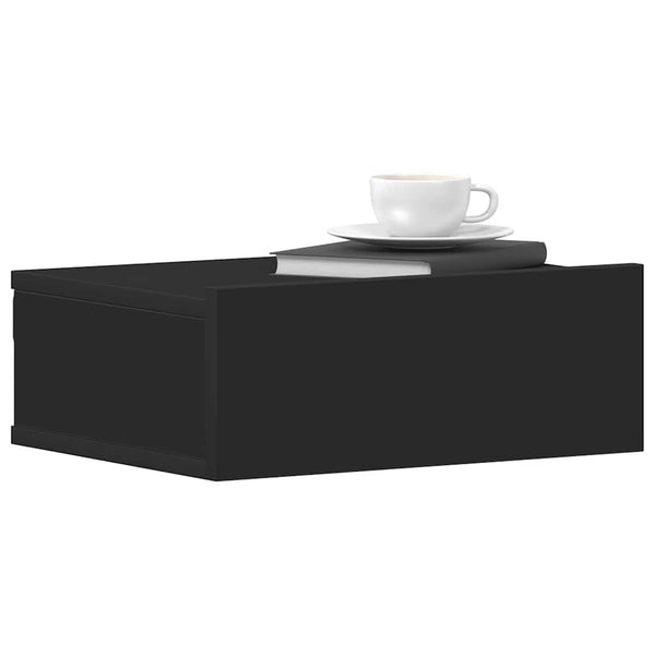 vidaXL Tables de chevet suspendues 2 pcs Noir 40x30x15 cm Bois d'ingénierie