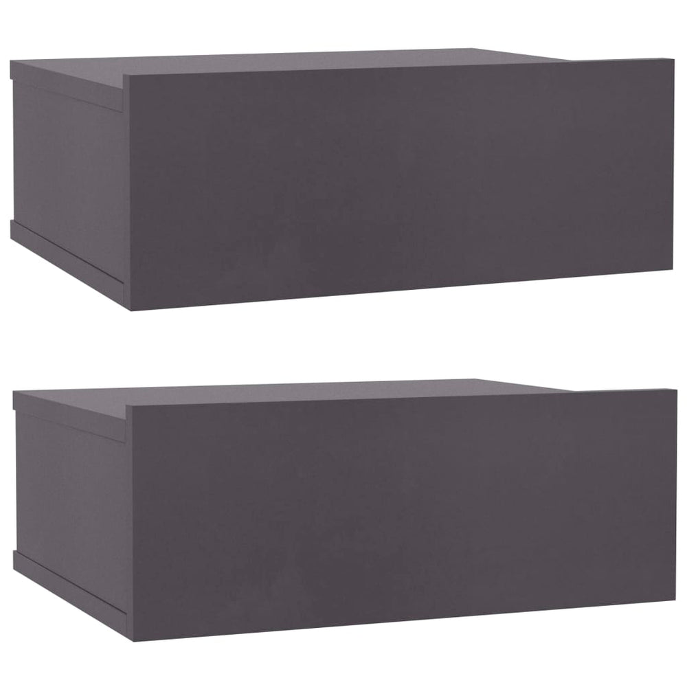 vidaXL Wall-Mounted Nightstands 2 pcs Grey 40x30x15 cm Engineered Wood