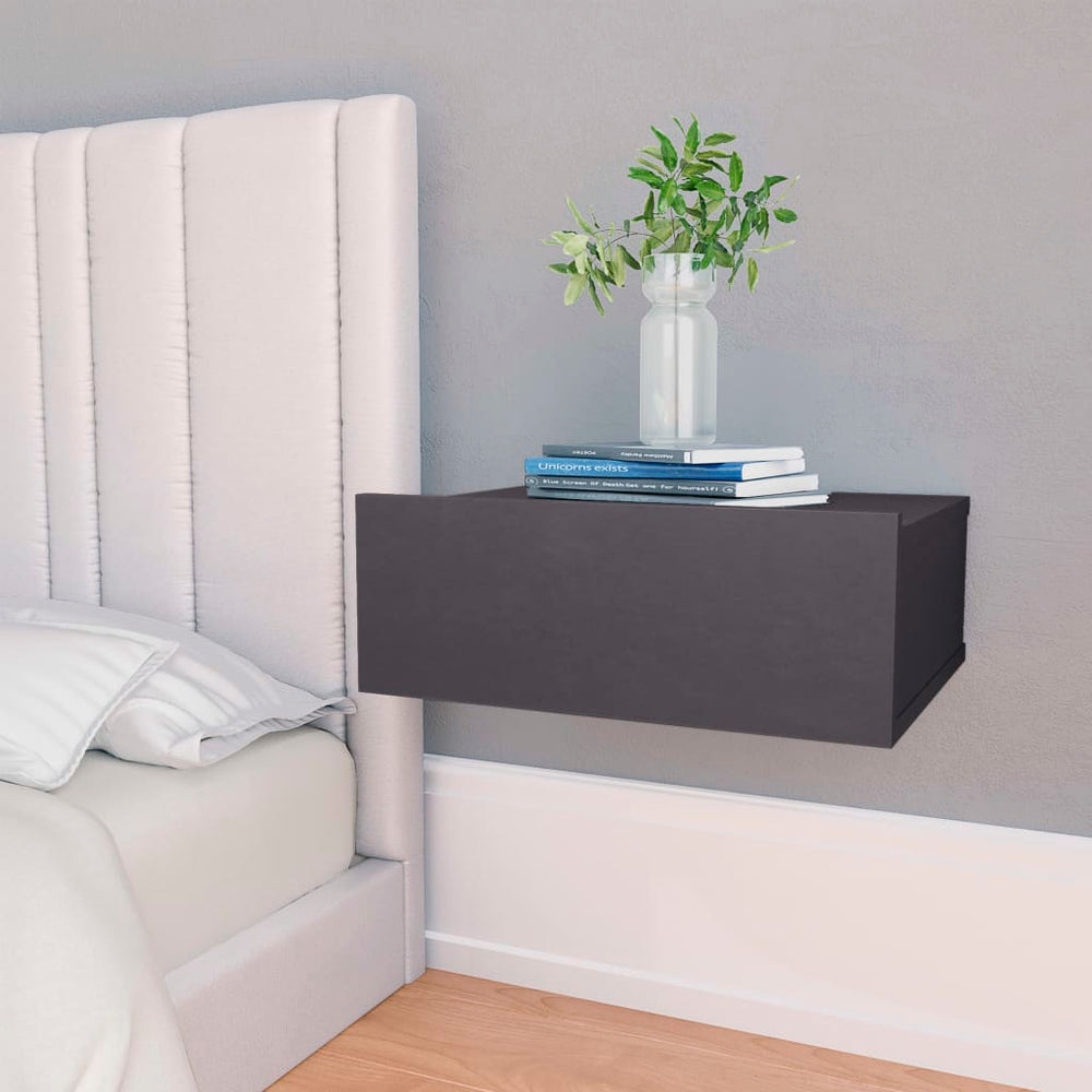vidaXL Wall-Mounted Nightstands 2 pcs Grey 40x30x15 cm Engineered Wood
