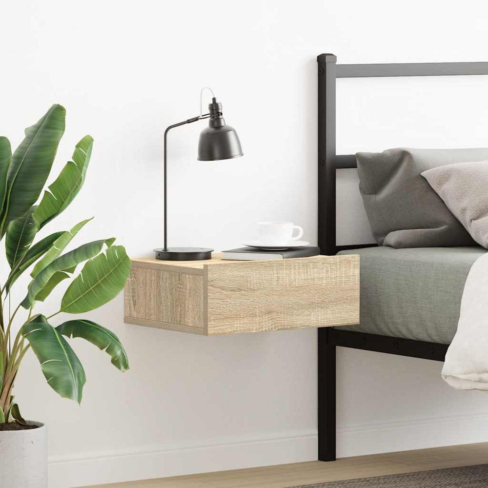 vidaXL Wall-Mounted Bedside Table Sonoma Oak 40x30x15 cm Engineered Wood