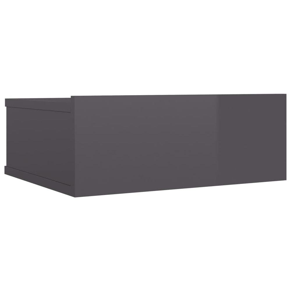 vidaXL Wall-Mounted Bedside Table High Gloss Grey 40x30x15 cm Engineered Wood
