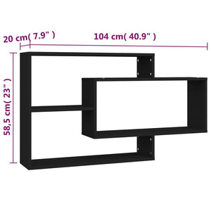 Schwarzes Wandregal 104 cm