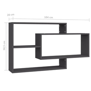 Graue Wandregale, 104 cm, Holzwerkstoff