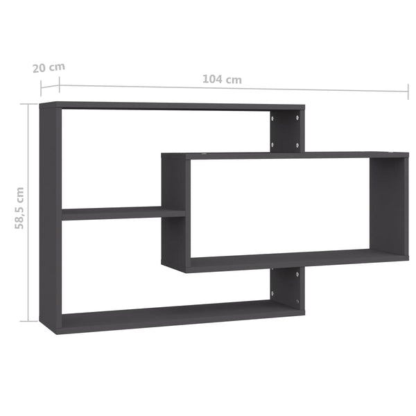 Graue Wandregale, 104 cm, Holzwerkstoff
