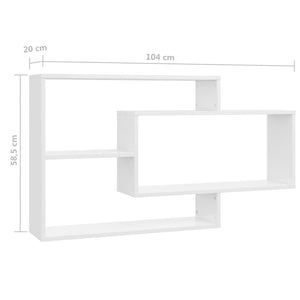 vidaXL Étagères murales blanc brillant 104x20x58,5 cm Bois d'ingénierie