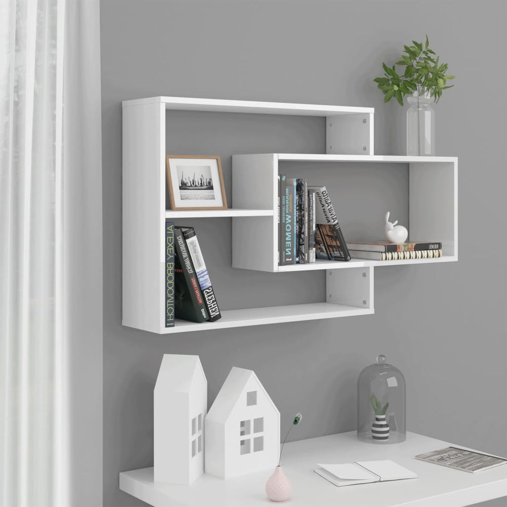 vidaXL Étagères murales blanc brillant 104x20x58,5 cm Bois d'ingénierie