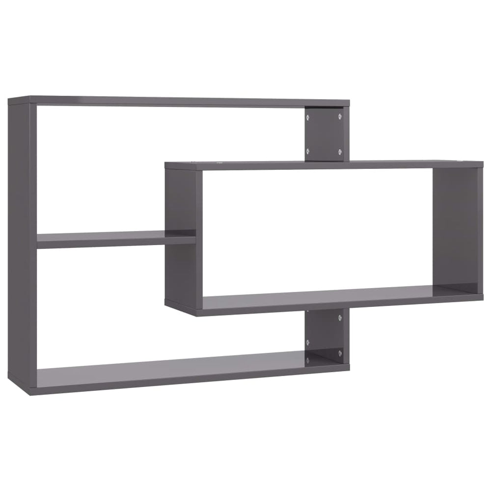 vidaXL Étagères murales gris brillant 104x20x58,5 cm en bois d'ingénierie