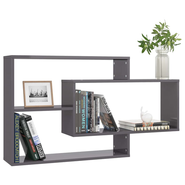 Hochglanz Wandregal Grau 104 cm