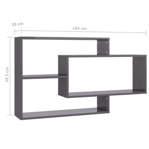 Hochglanz Wandregal Grau 104 cm