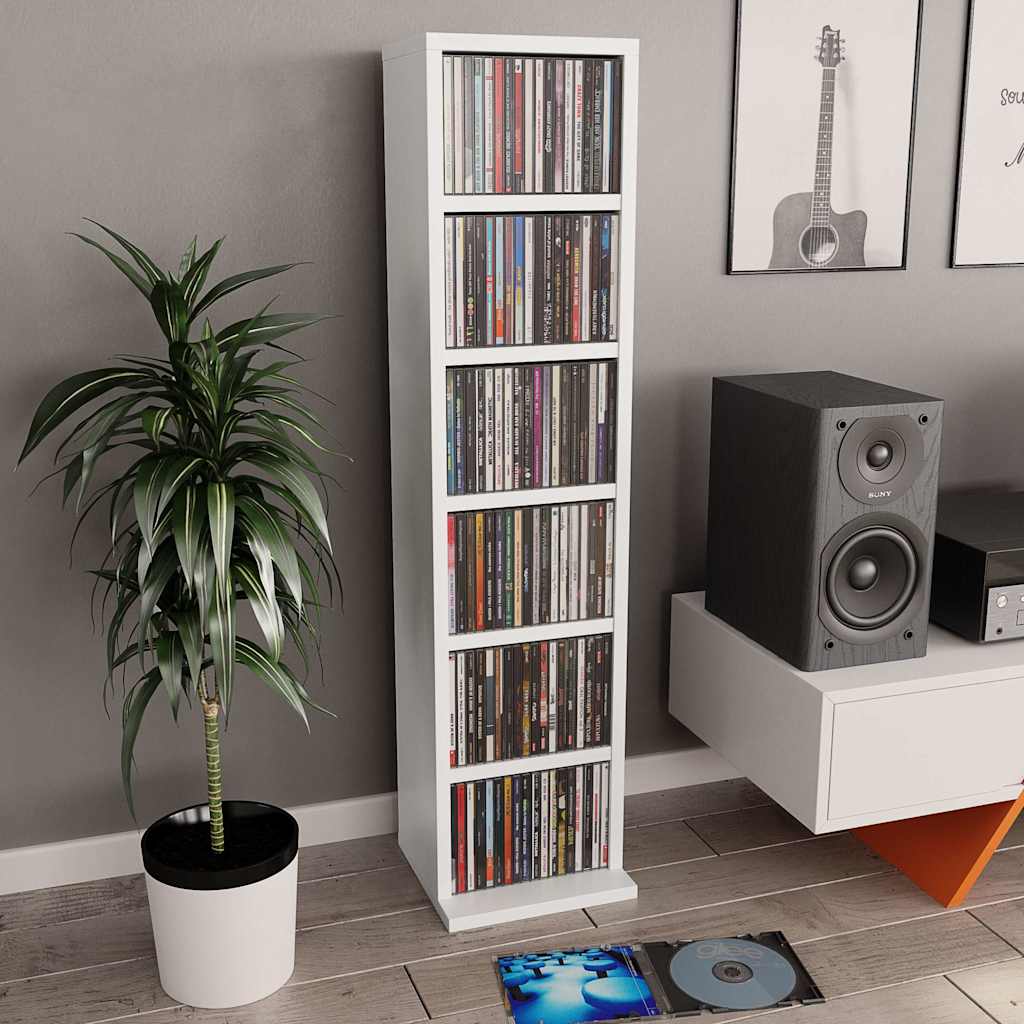 CD-Schrank Weiß Holzwerkstoff