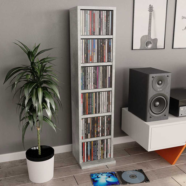 CD-Schrank Betongrau Holzwerkstoff
