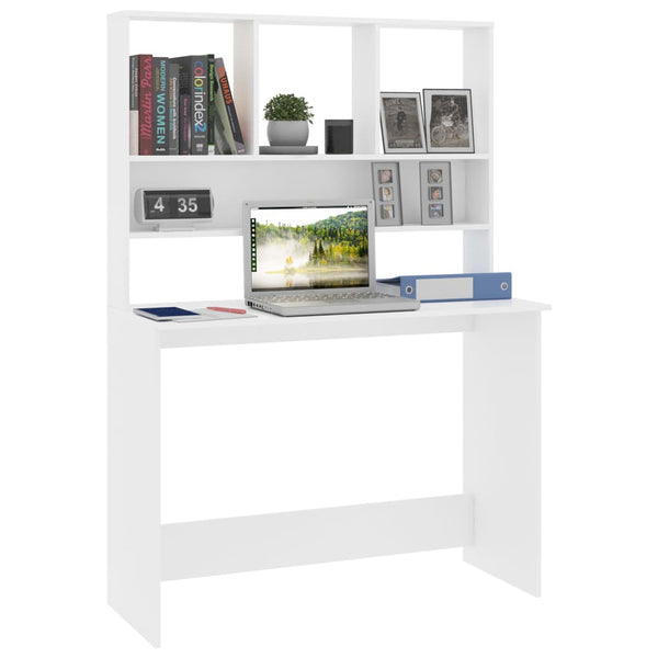 Schreibtisch Weiß mit Regalen 110 cm