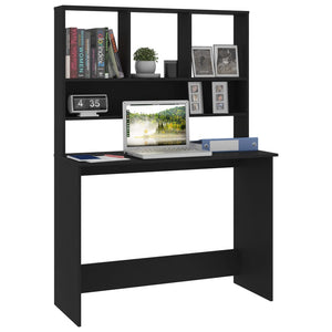 Schreibtisch mit Regalen, Schwarz, 110 cm