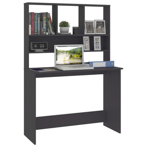Schreibtisch mit Regalen, Grau, 110 cm