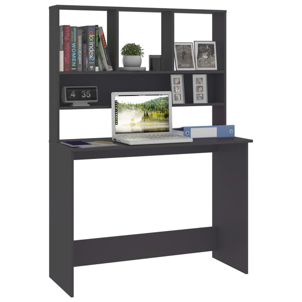 Schreibtisch mit Regalen, Grau, 110 cm