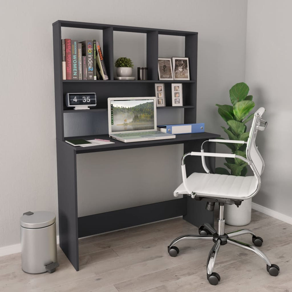 Schreibtisch mit Regalen, Grau, 110 cm
