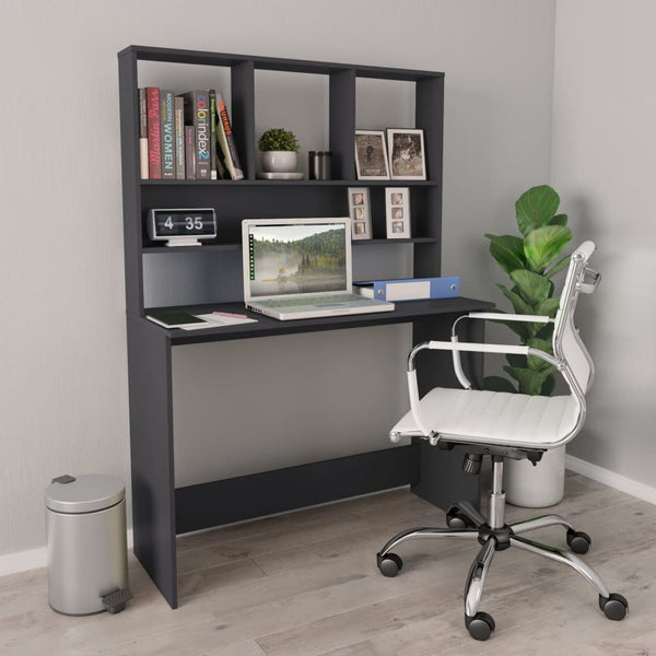 Schreibtisch mit Regalen, Grau, 110 cm