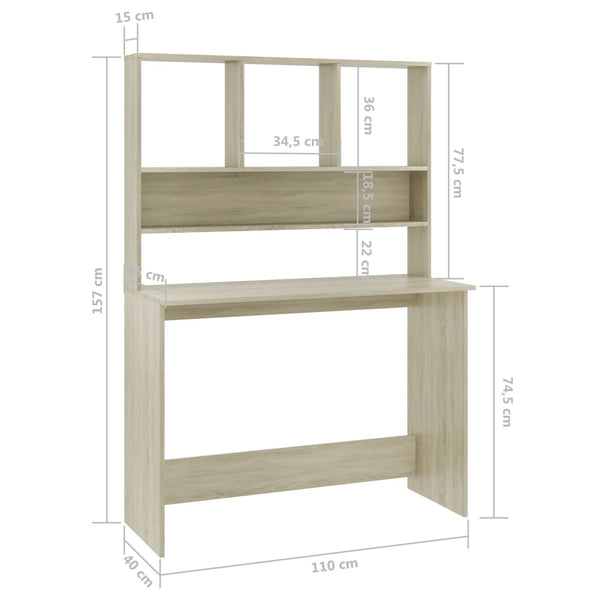 Schreibtisch Sonoma Eiche mit Regalen 110 cm