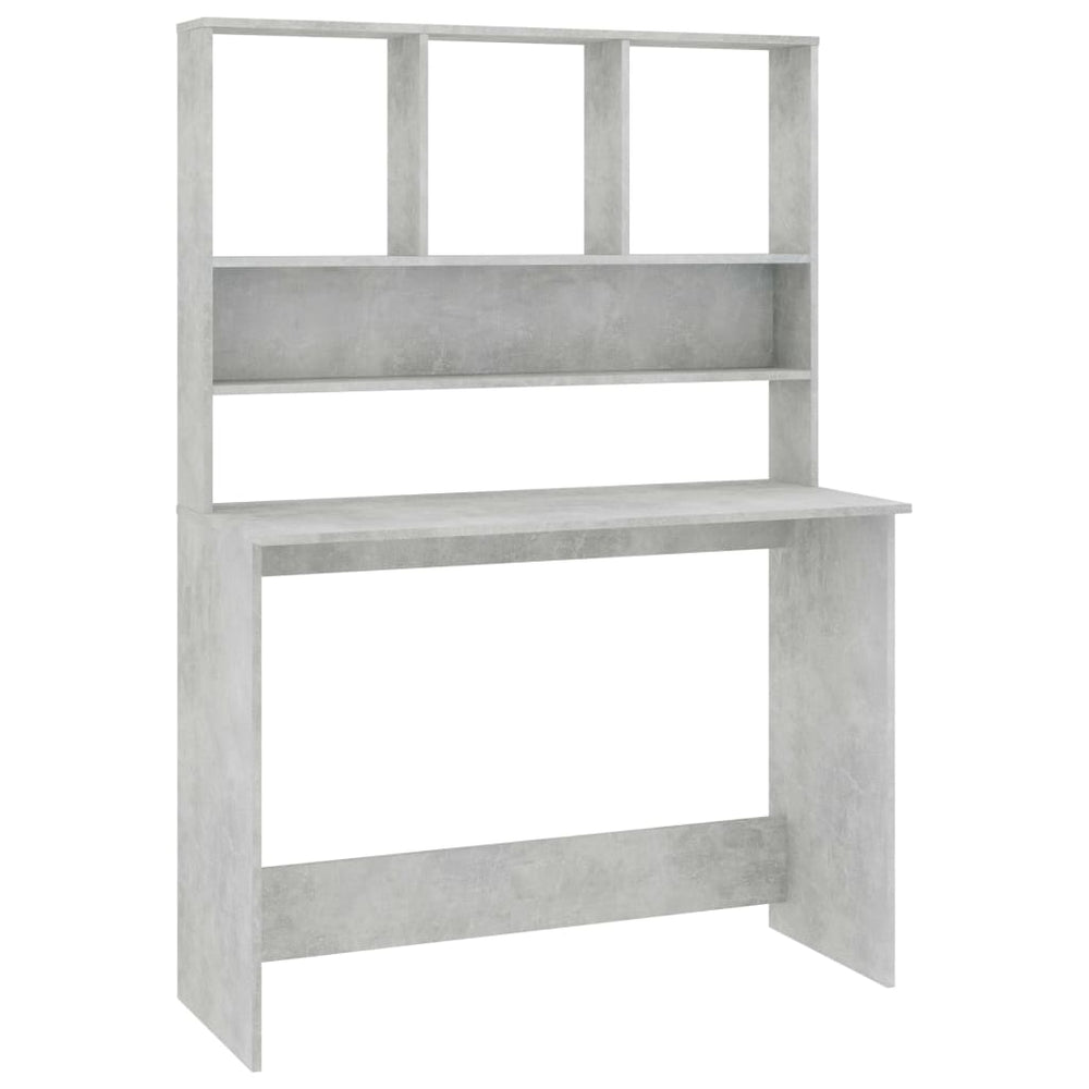 Schreibtisch mit Regalen, Betongrau, 110 cm