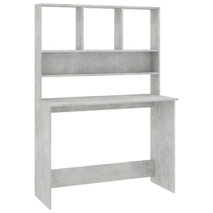 Schreibtisch mit Regalen, Betongrau, 110 cm