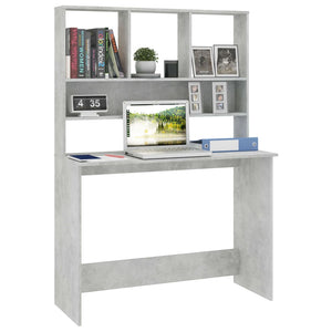 Schreibtisch mit Regalen, Betongrau, 110 cm