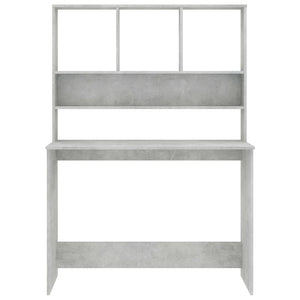 Schreibtisch mit Regalen, Betongrau, 110 cm