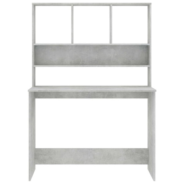 Schreibtisch mit Regalen, Betongrau, 110 cm
