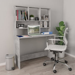Schreibtisch mit Regalen, Betongrau, 110 cm