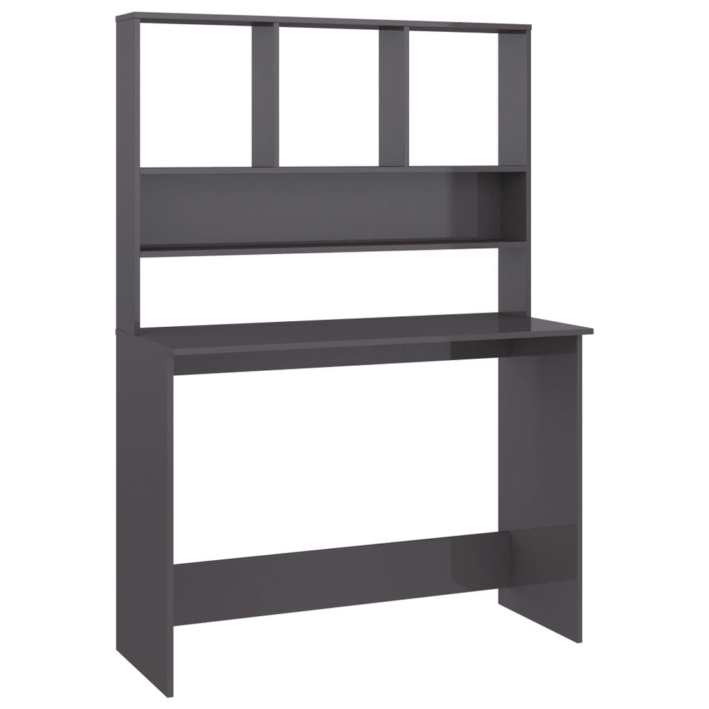 Schreibtisch mit Regalen, Hochglanz Grau, 110 cm