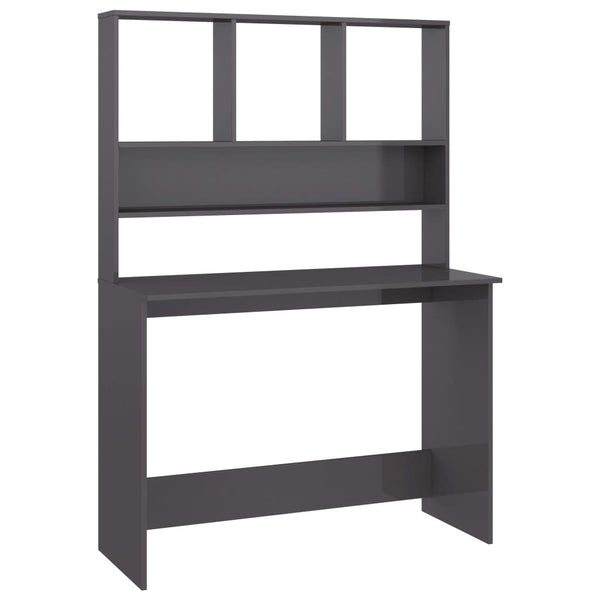 Schreibtisch mit Regalen, Hochglanz Grau, 110 cm