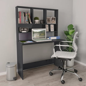 Schreibtisch mit Regalen, Hochglanz Grau, 110 cm