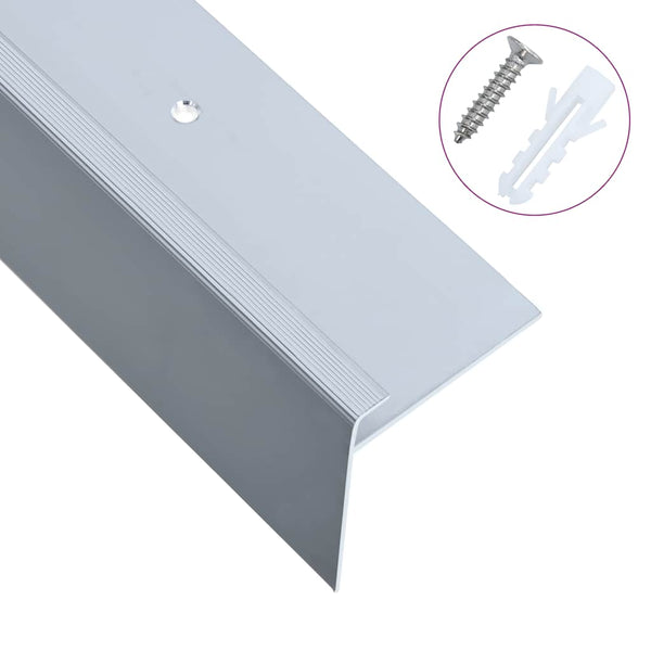 Treppenkanten in F-Form 15 Stk. Aluminium 90 cm Silbern