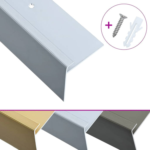 Treppenkanten in F-Form 15 Stk. Aluminium 90 cm Silbern